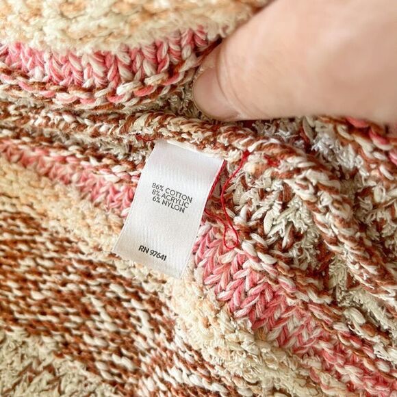 J. Jill Chunky Knit Stripe Open Front Cotton 3/4 Sleeve Cozy Cardigan Sweater - Picture 11 of 11